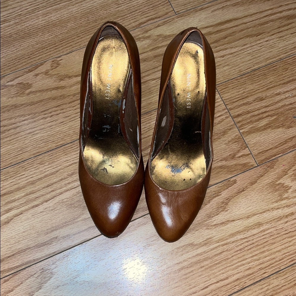 Nine West Classic Genuine Leather Brown Heels | Size 7